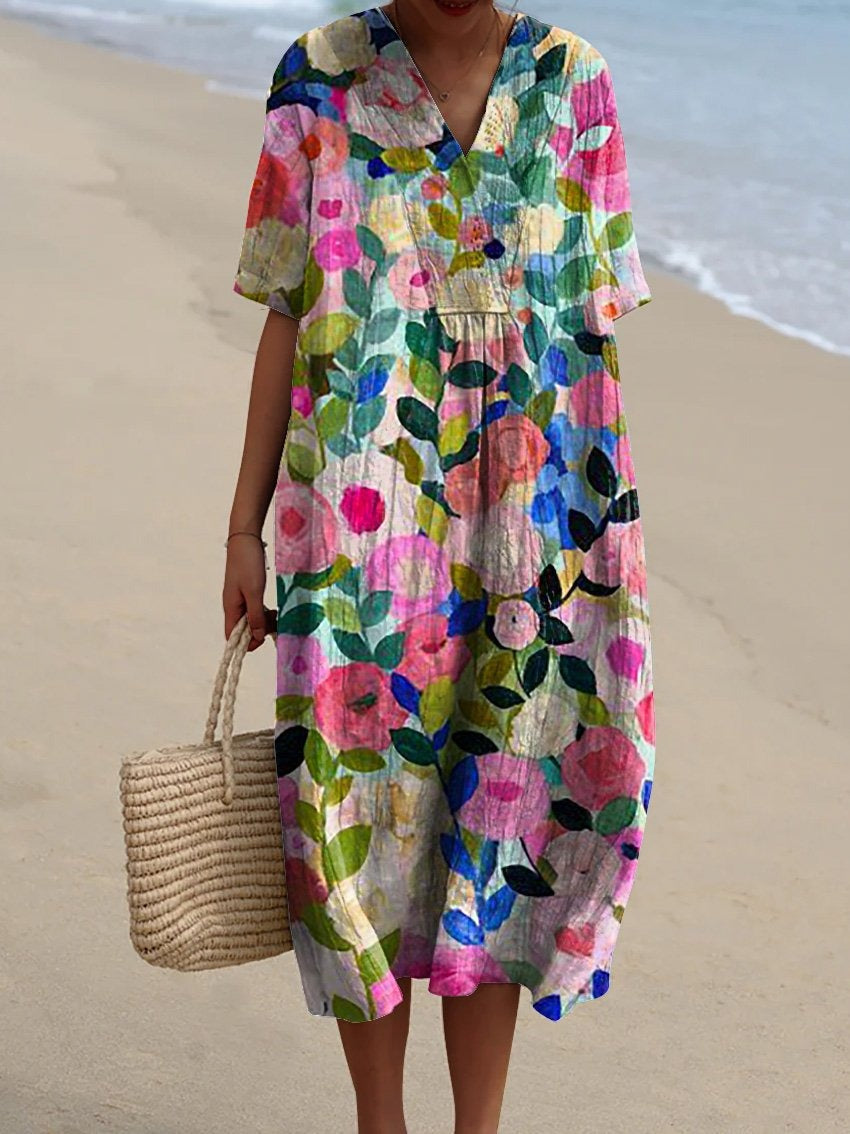 Martina - Colourful spring flowy dress