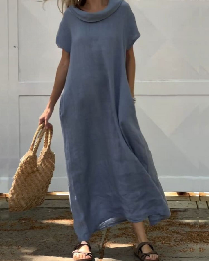 Ilaria - Linen Dress with Elegant Collar