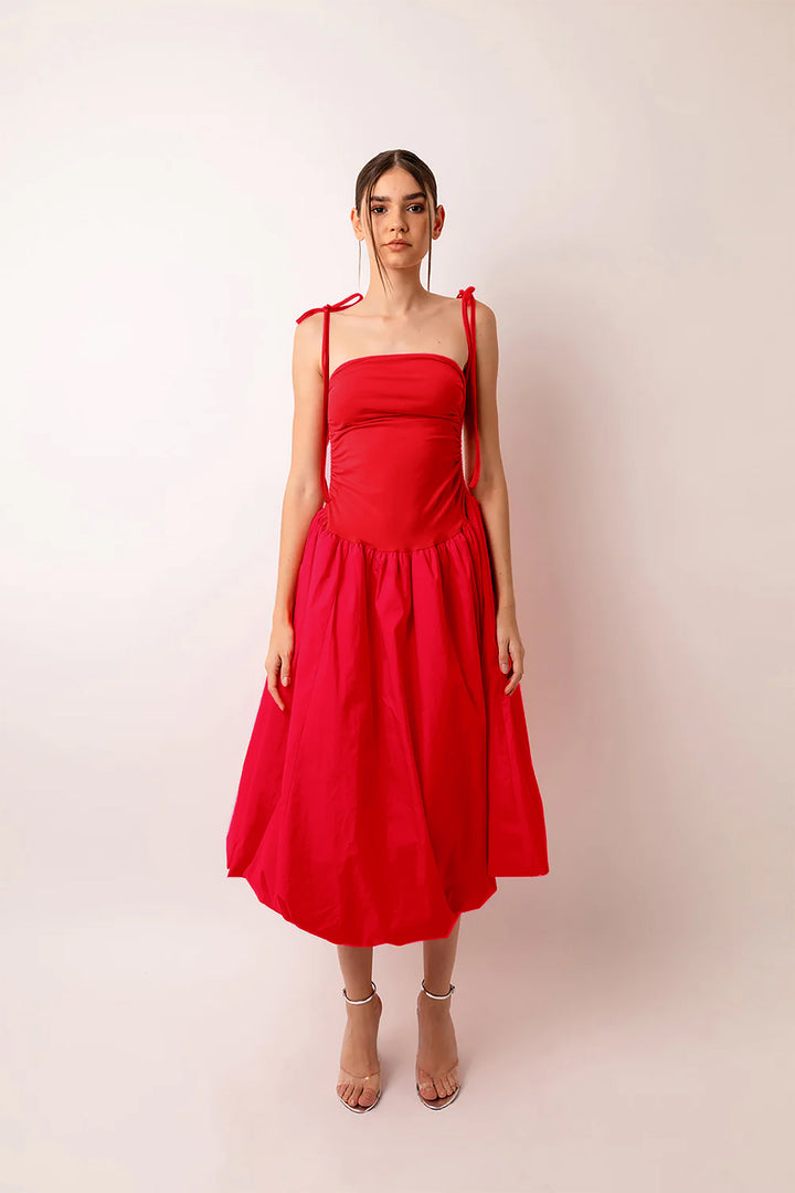 Alexa - Cherry Red Puffball Dress