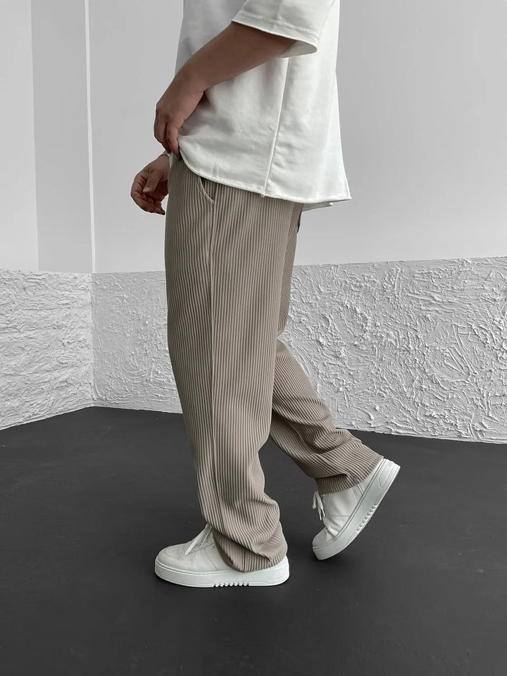 Terrence - Straight Leg Trousers with Ribbed Finish