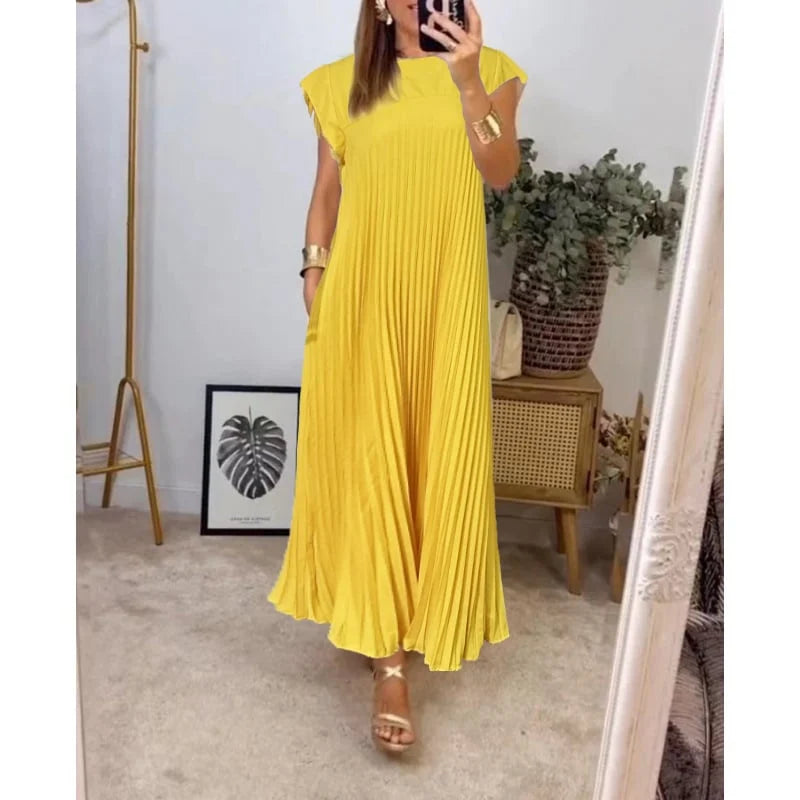 Terene - Pleated  Solid Color Dress