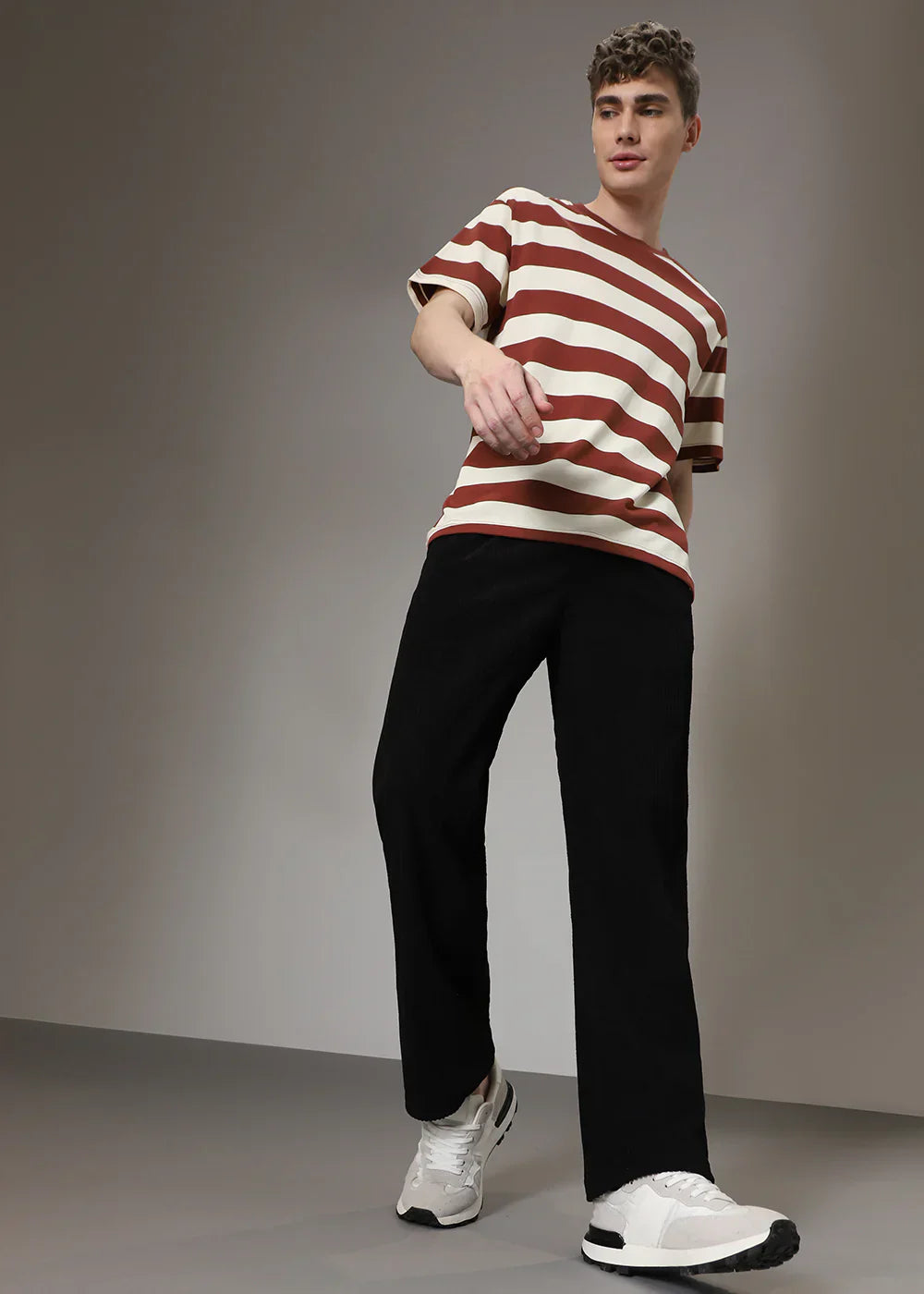 Terrence - Straight Leg Trousers with Ribbed Finish