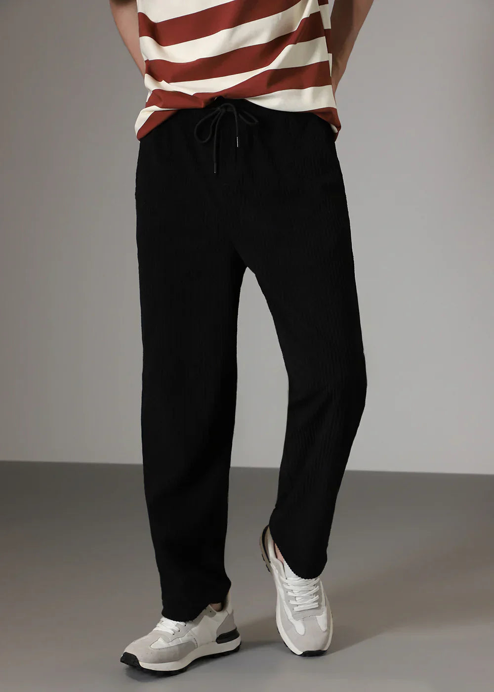 Terrence - Straight Leg Trousers with Ribbed Finish