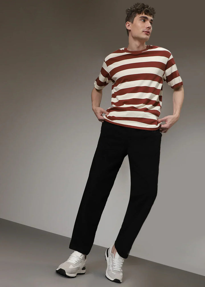 Terrence - Straight Leg Trousers with Ribbed Finish