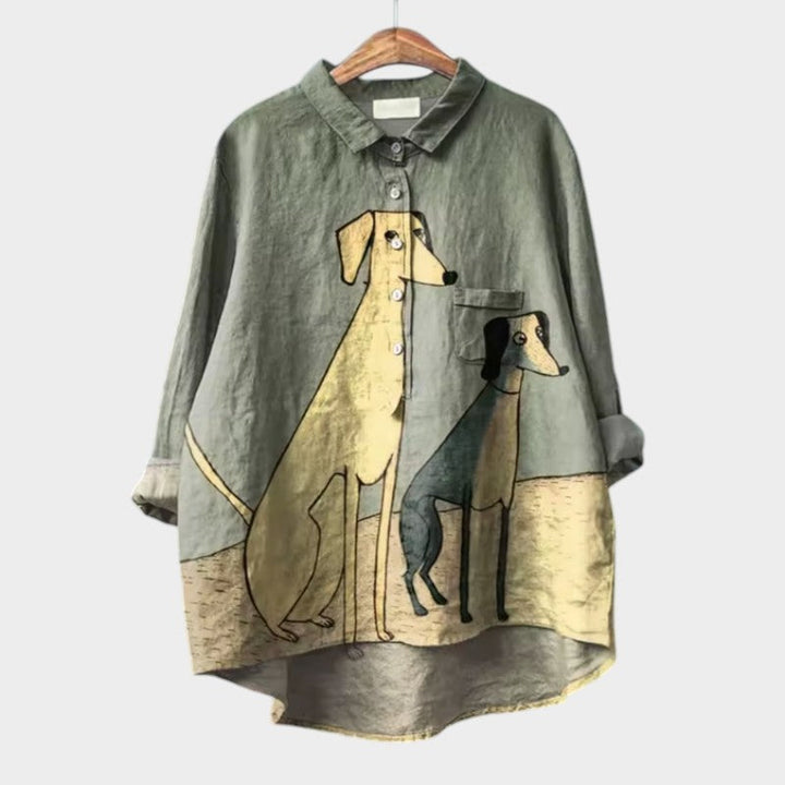 PALMIRA | Oversized Shirt with Canine Design and Everyday Comfort for a Carefree Look